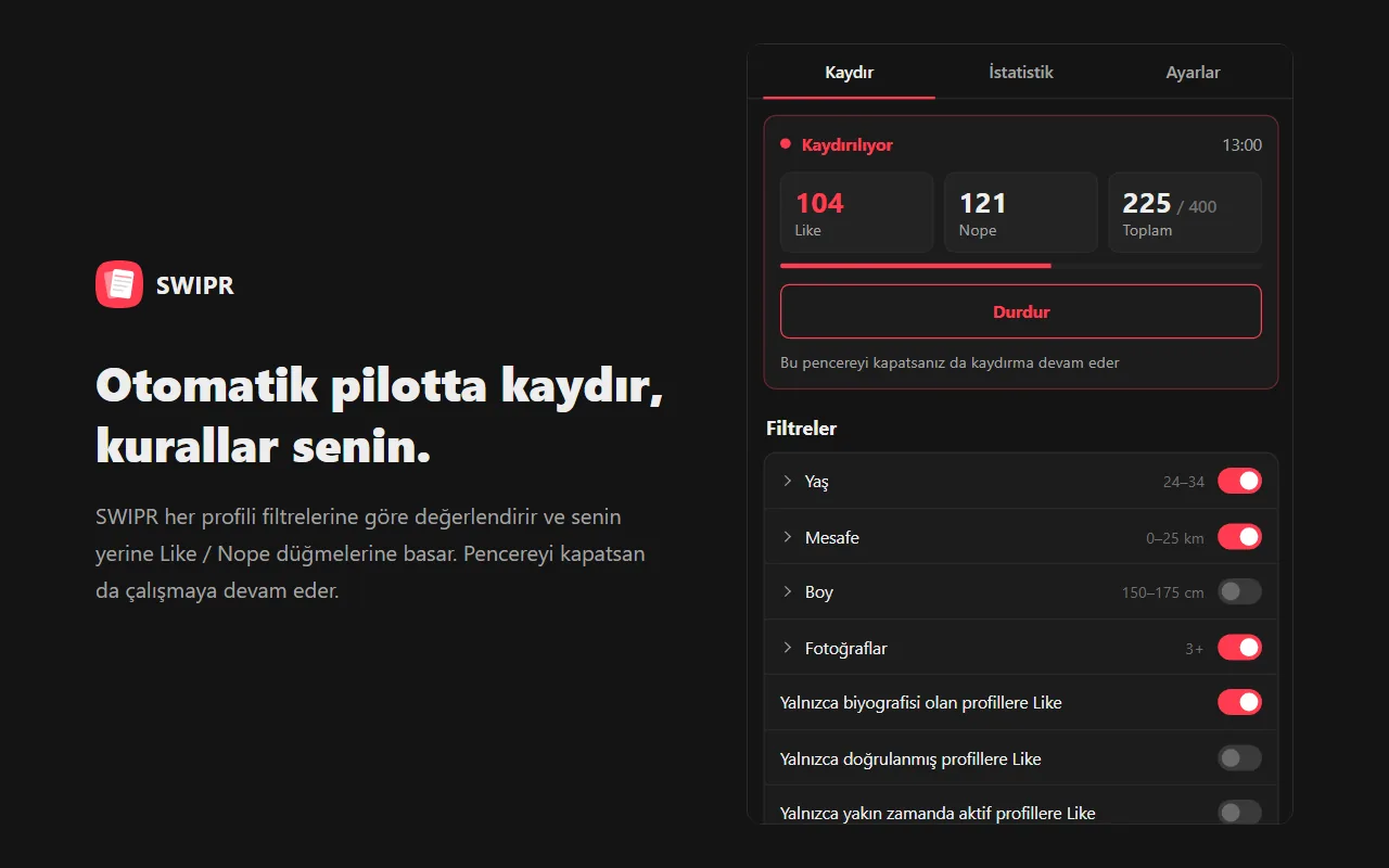 Otomatik pilotta kaydır, kurallar senin.